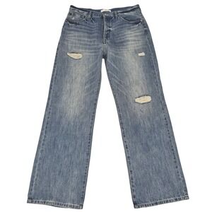Wide Leg KanCan 15 (36) Women Distressed Jeans High Rise Button KC7373M 40267